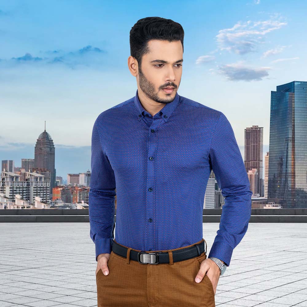 Ultra Slim-Fit Dot Printed Formal Shirt by Richman