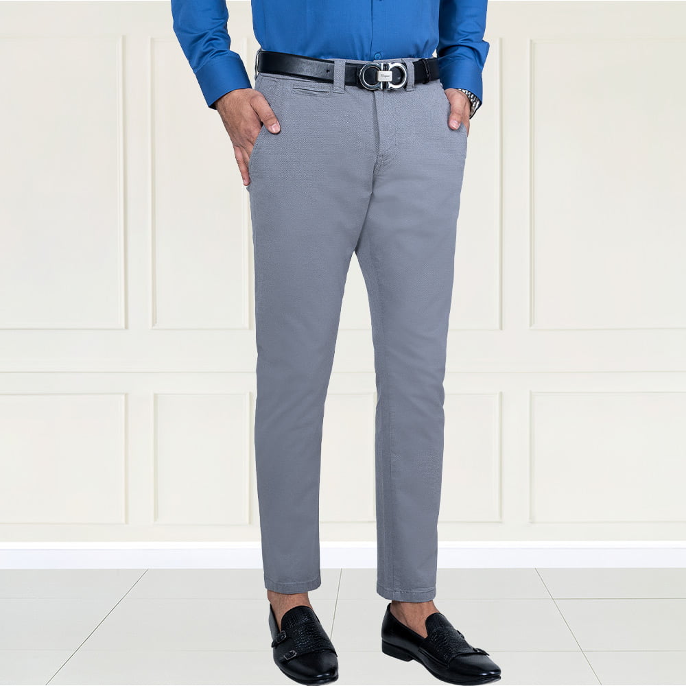 Classic Grey Color Slim Fit Twill Pant