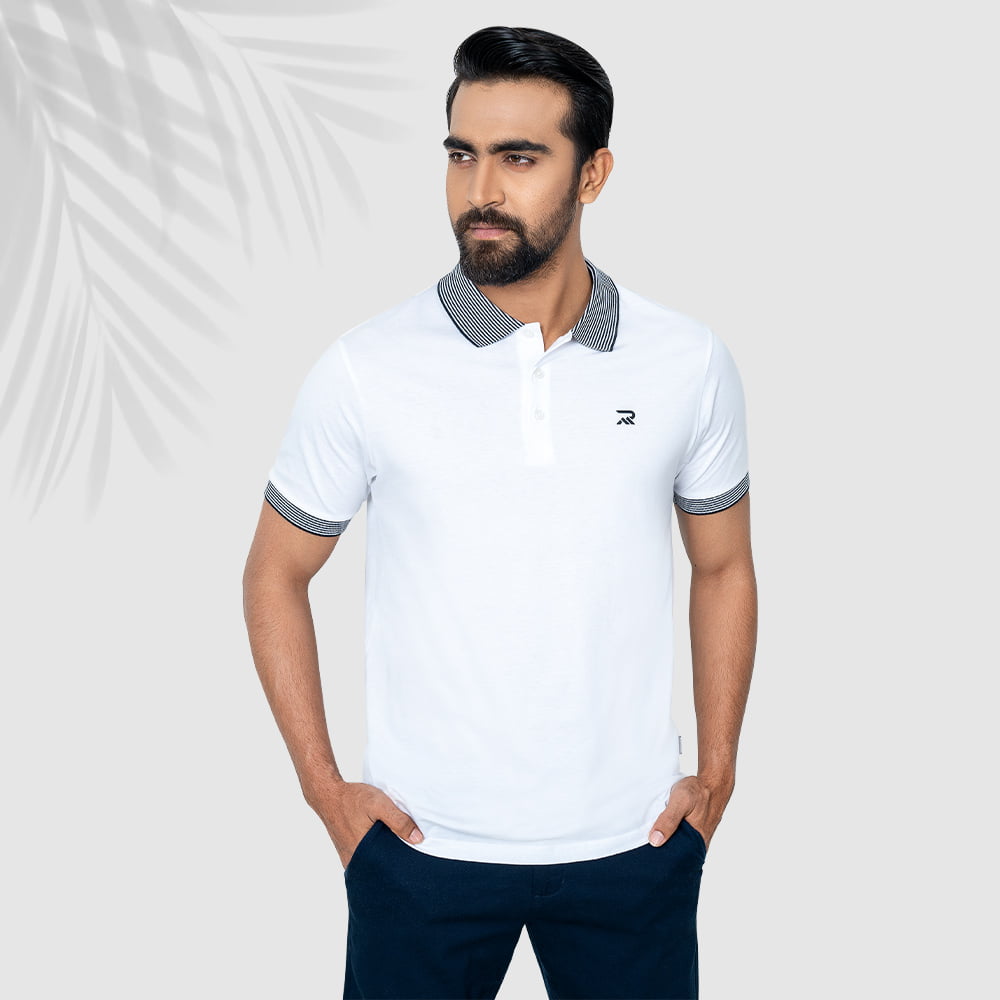 Contrasted White Polo by RICHMAN