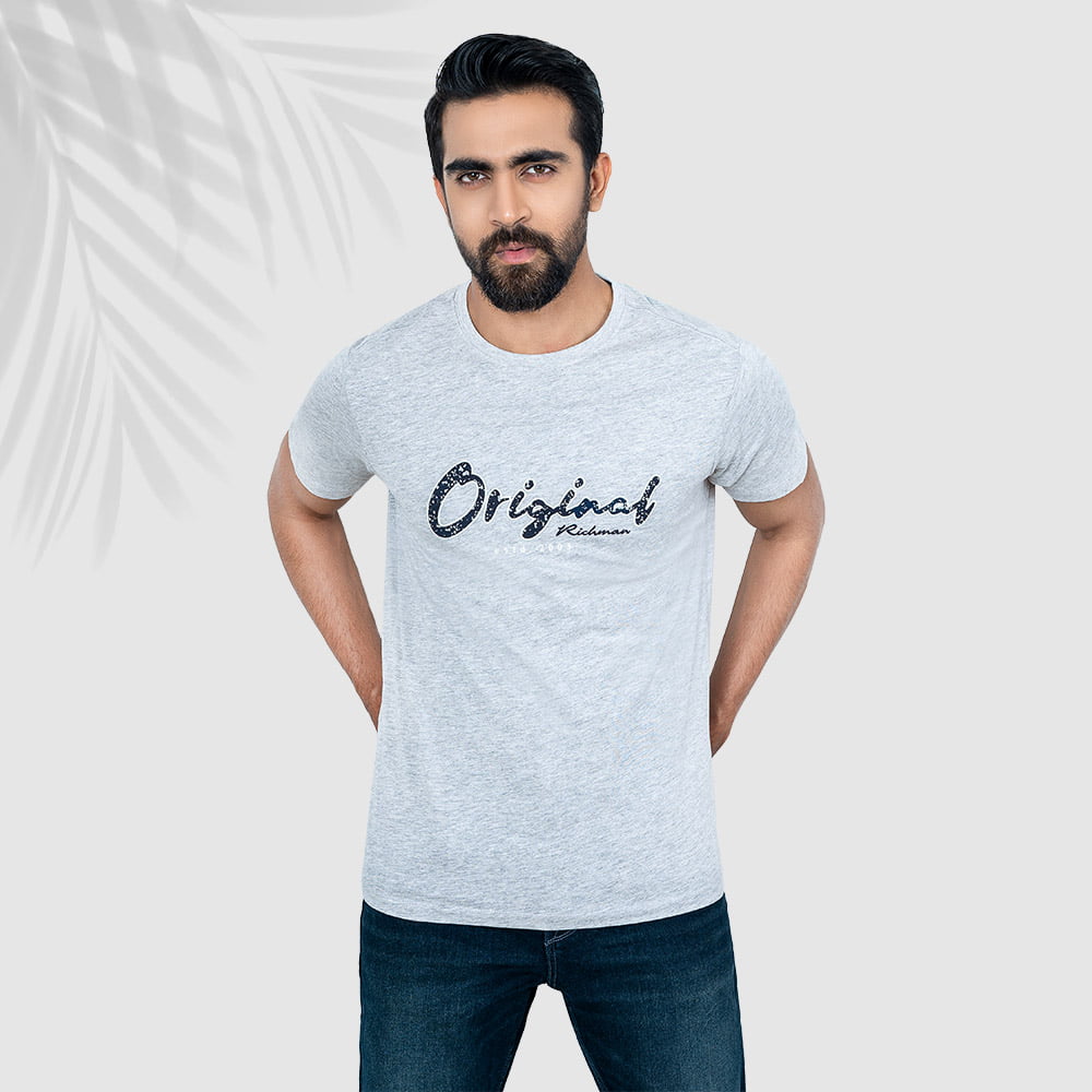Classic Grey Colour T-shirt by RICHMAN