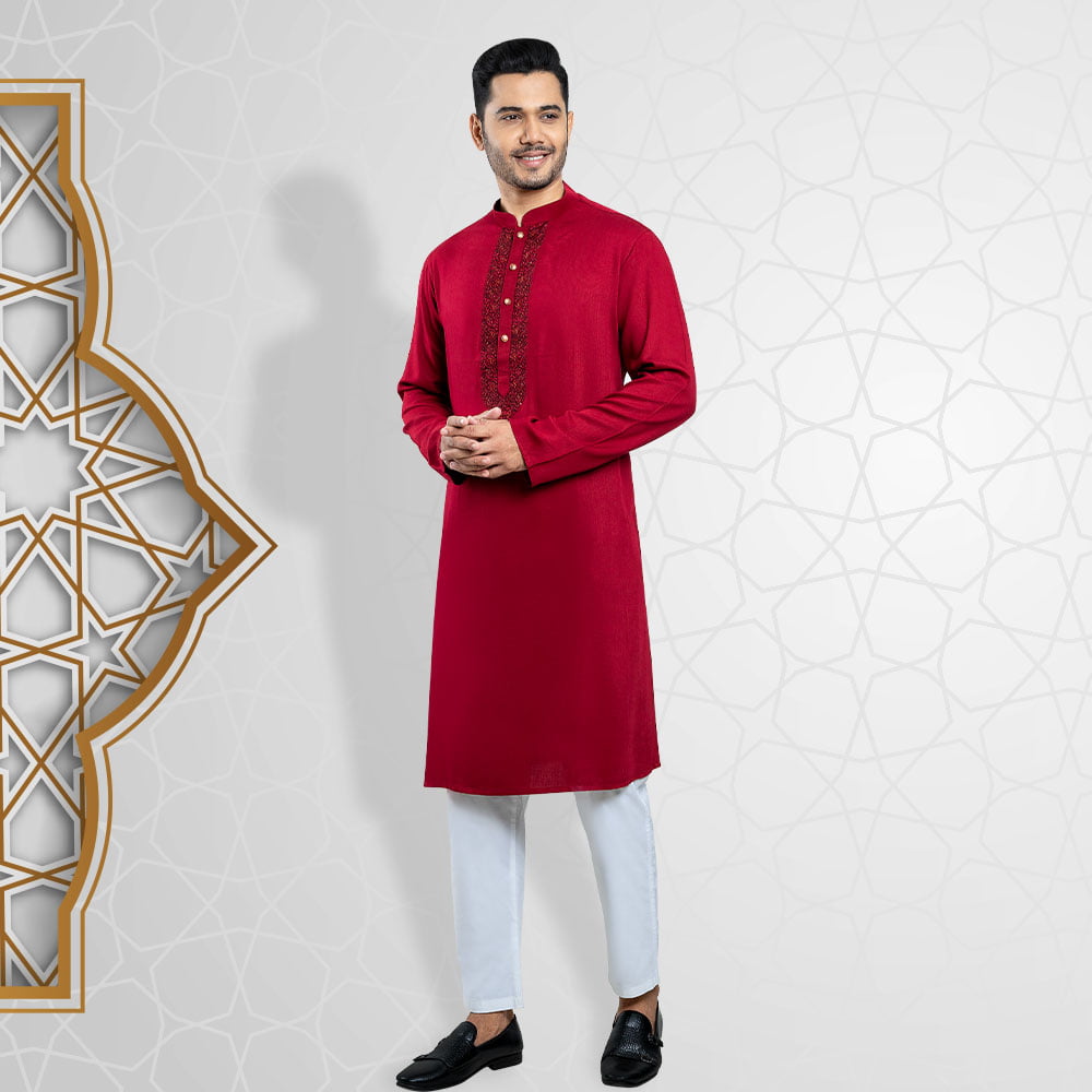 Premium Maroon Colour Regular Fit Panjabi by LUBNAN