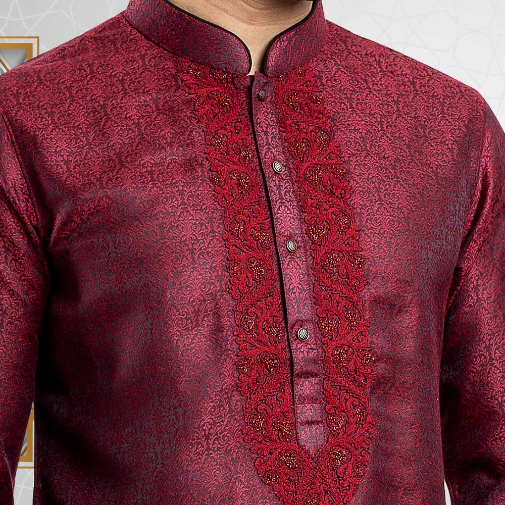 Premium Maroon Panjabi Set by LUBNAN