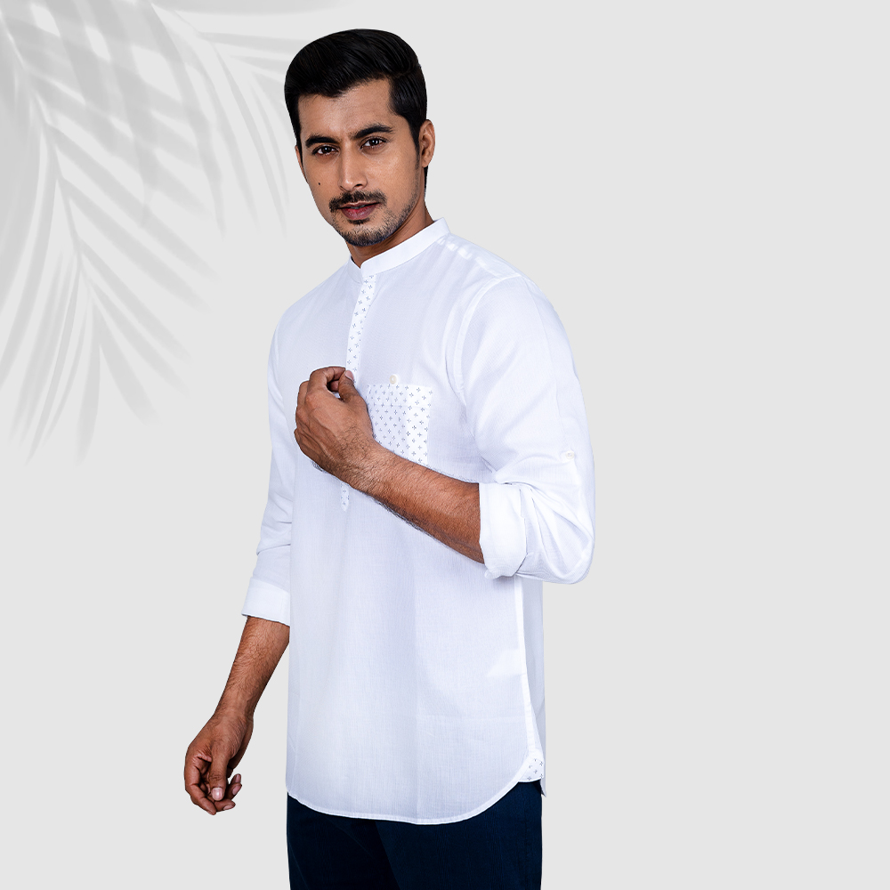 Classic White Bandcollar Shirt by RICHMAN