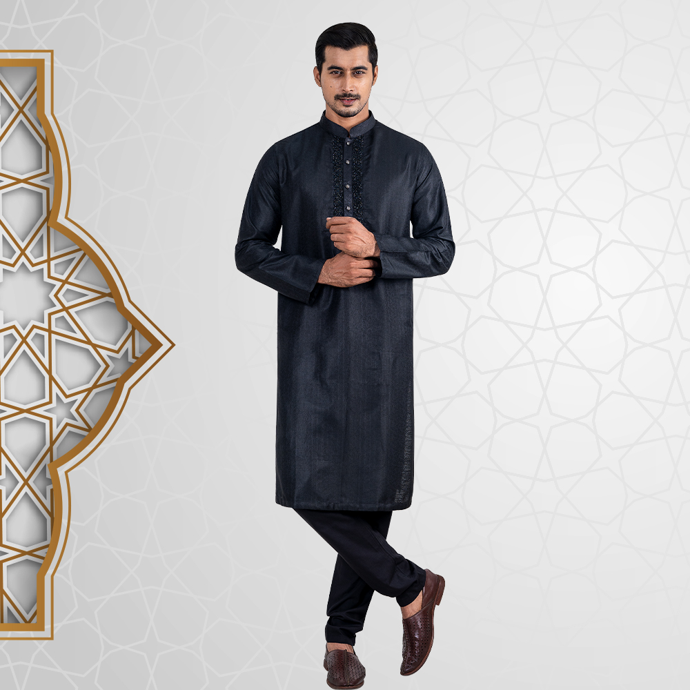 Premium Black Regular Fit Panjabi Set by LUBNAN