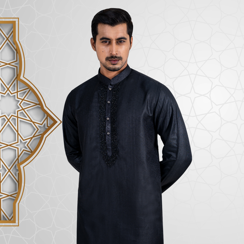 Premium Black Regular Fit Panjabi Set by LUBNAN