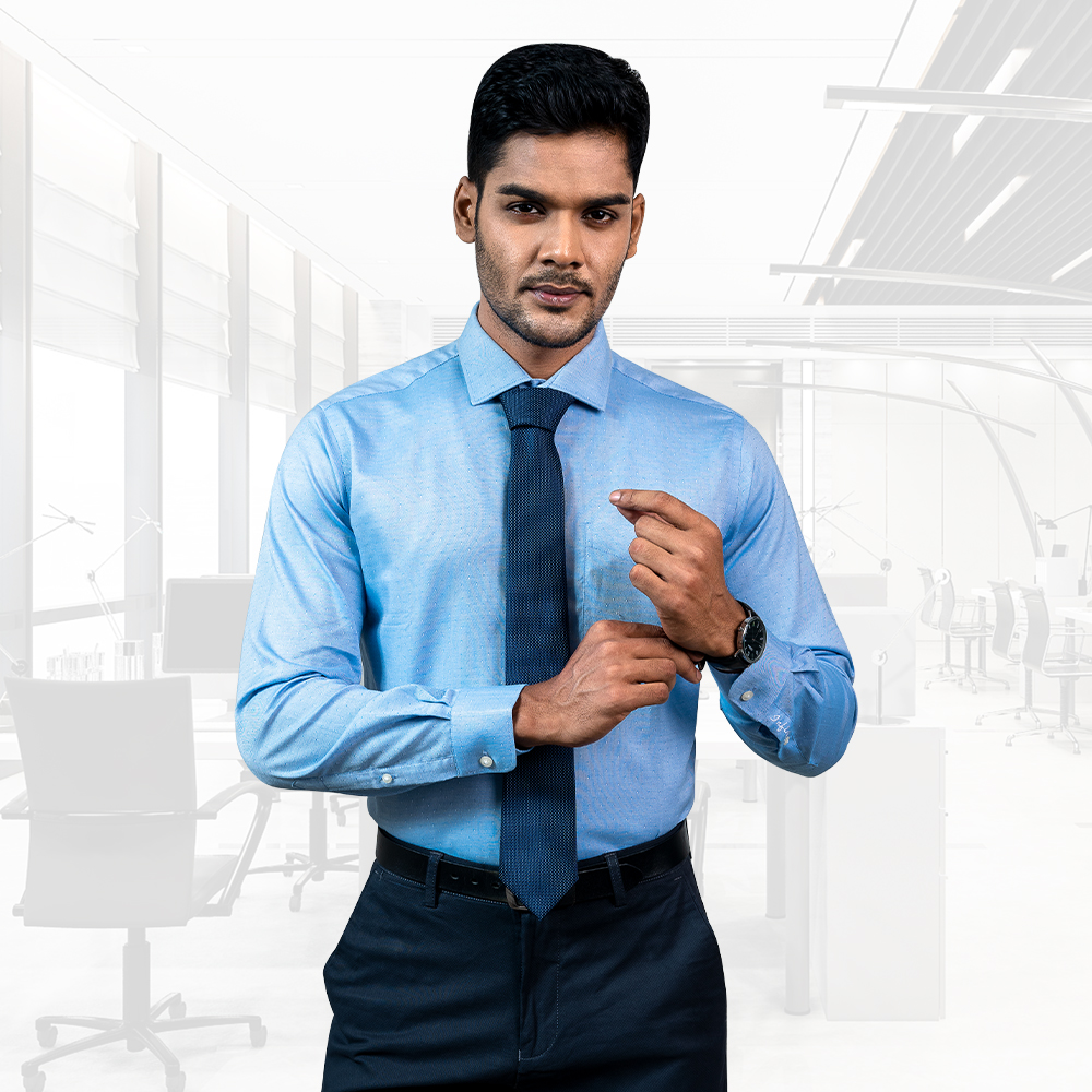 INFINITY Sky Color Regular-Fit Full Sleeve Formal Shirt
