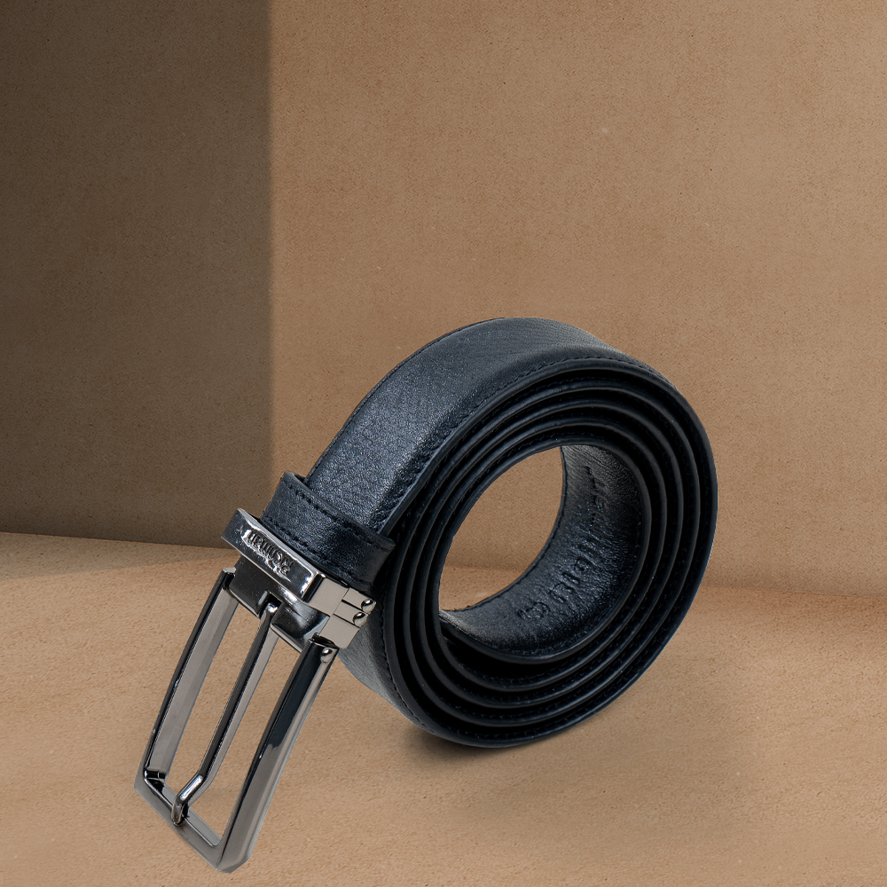 Classic Black Leather Belt by RICHMAN