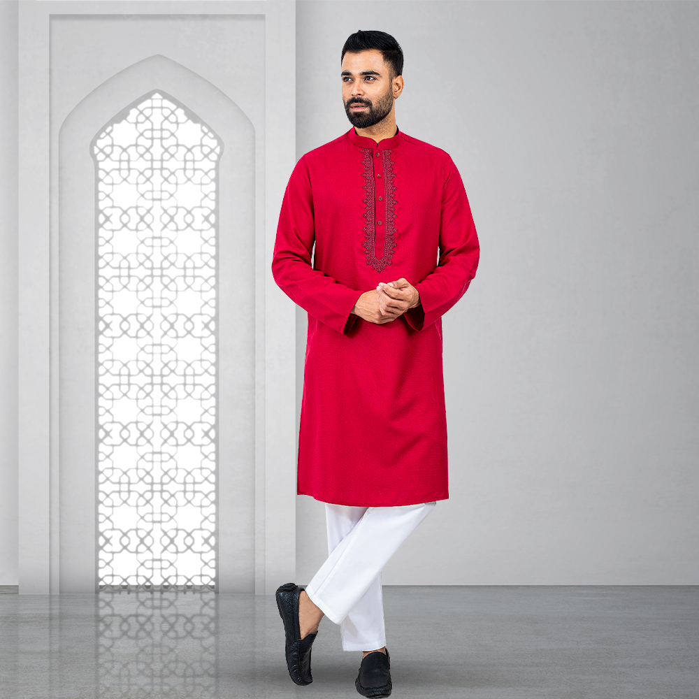 Lubnan Men's Regular Fit Maroon Color Panjabi