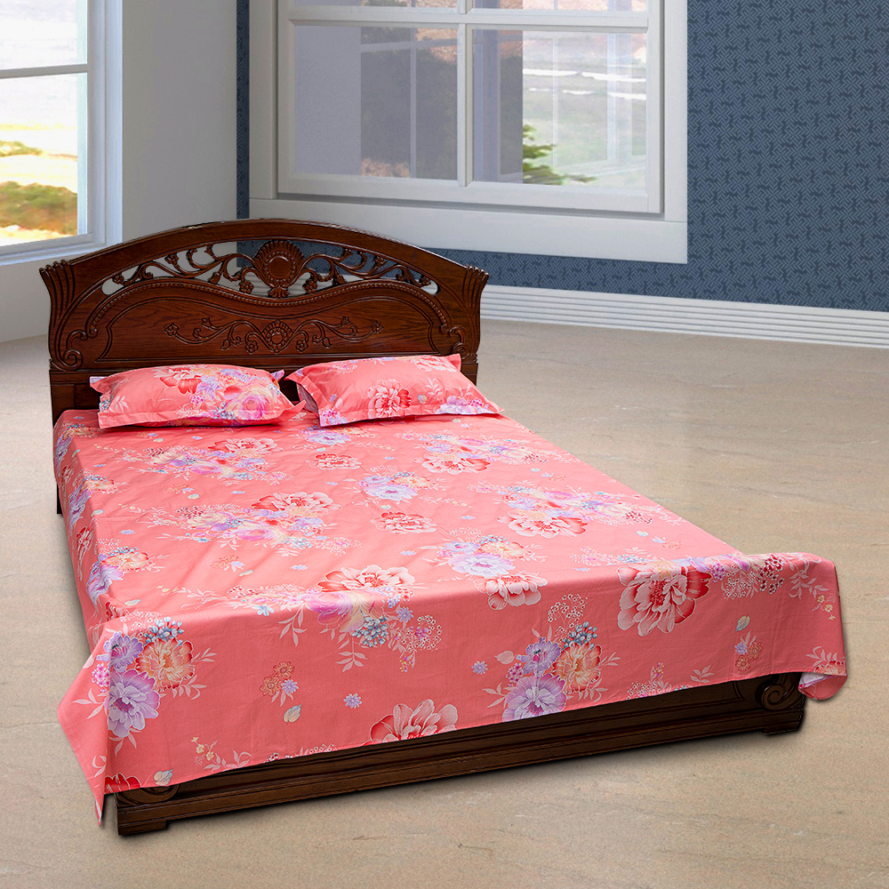 Premium Floral Pink Colour Bed Sheet