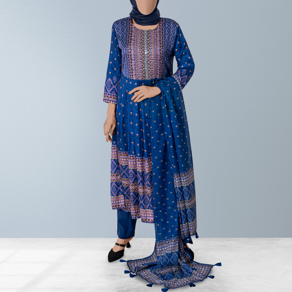 Premium Blue Salwar Kameez by Muslin