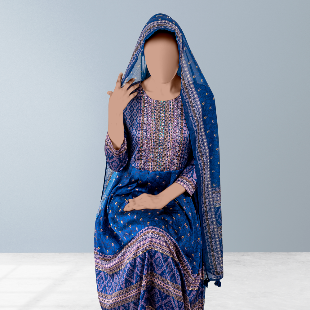 Premium Blue Salwar Kameez by Muslin