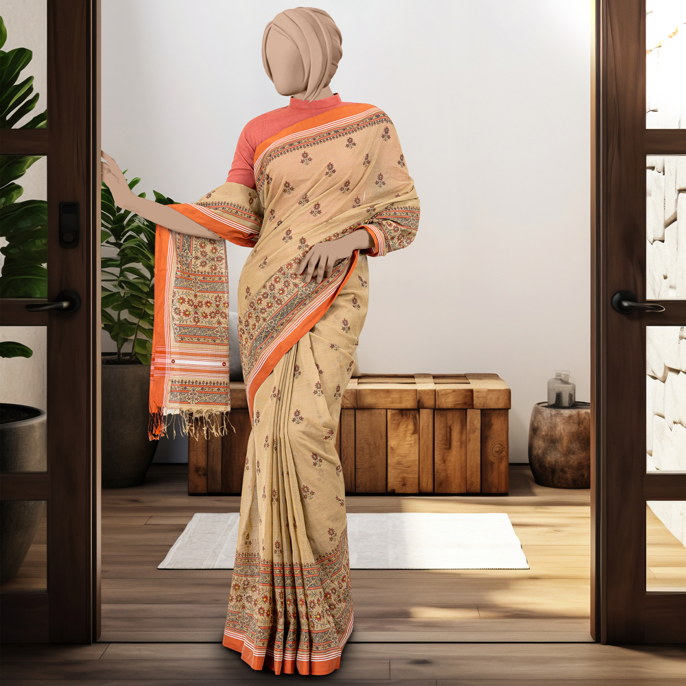 Women’s Contarsted Cotton Saree by Muslin