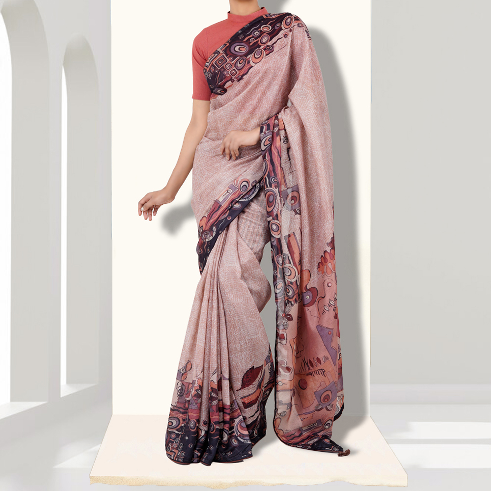 Women’s Contrasted Half Silk Saree by Muslin