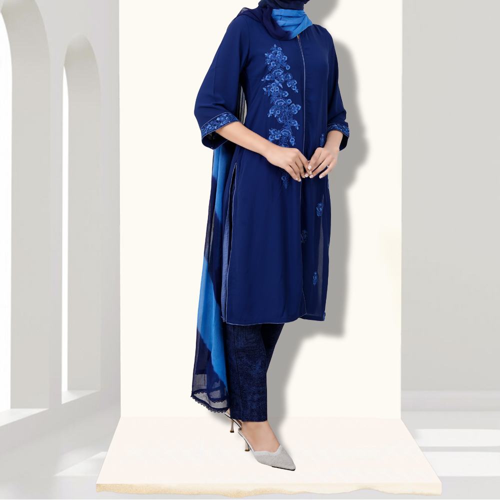 Classic Blue Colour Georgette Kameez by Muslin