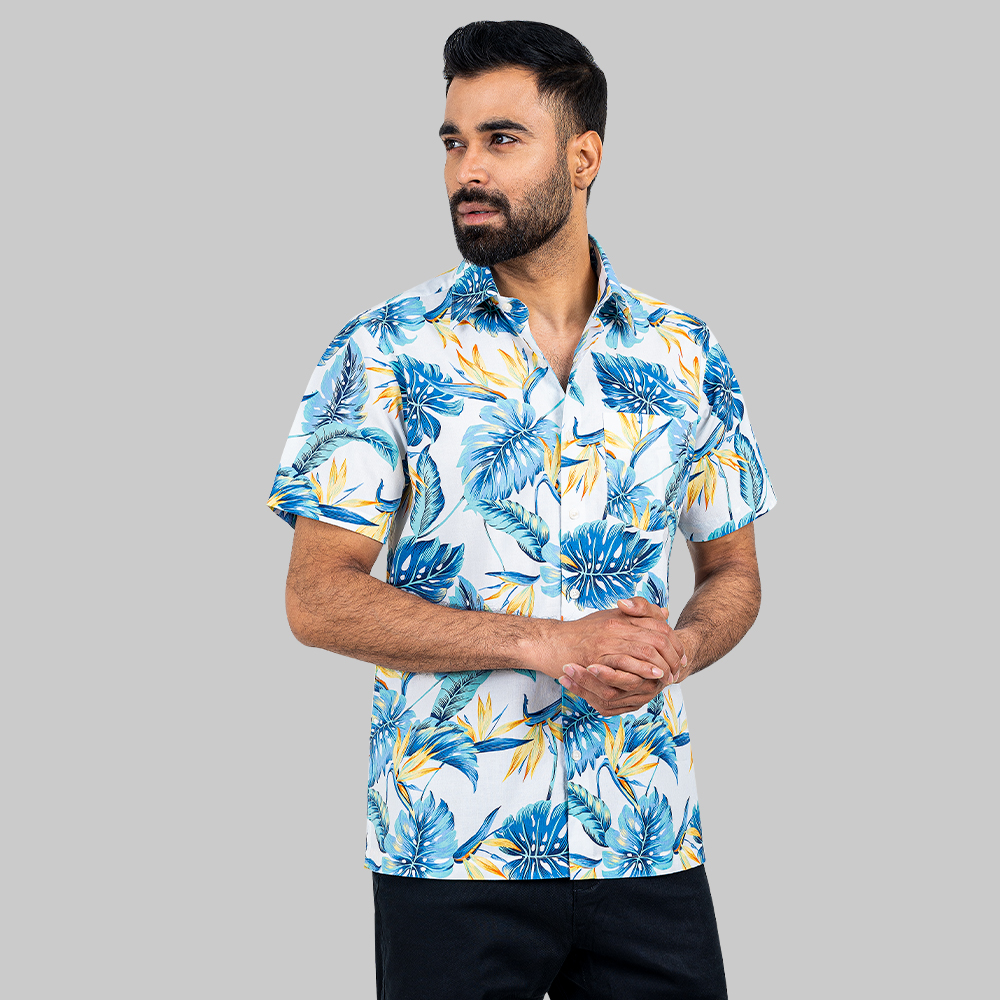 Printed Half Sleeve Hawaiian shirt by RICHMAN