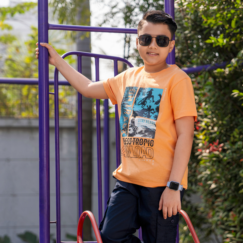 iNFINITY Boys Orange Color T-Shirt