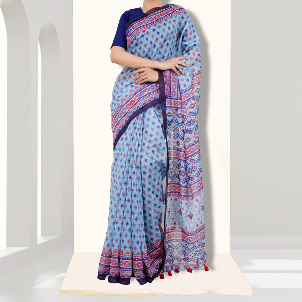 Women’s Contrasted Half Silk Saree by Muslin