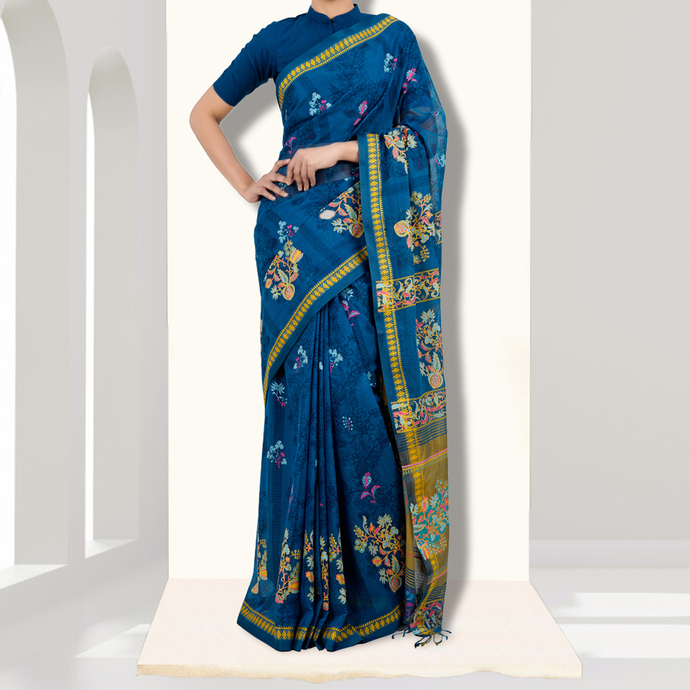 Women’s Contrasted Half Silk Saree by Muslin