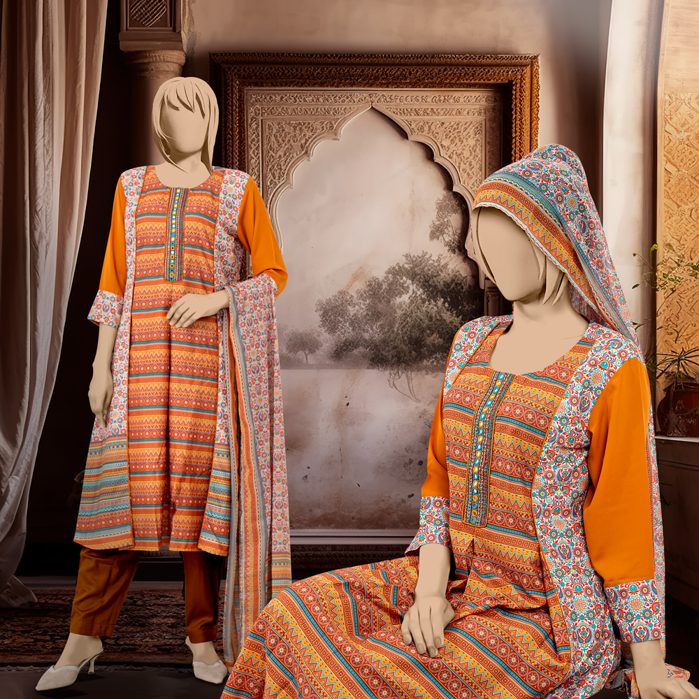 Premium Orange Color Salwar Kameez by Muslin