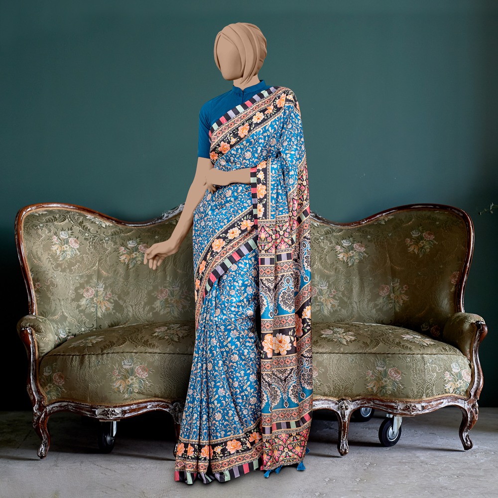 Women’s Contarsted Cotton Saree by Muslin