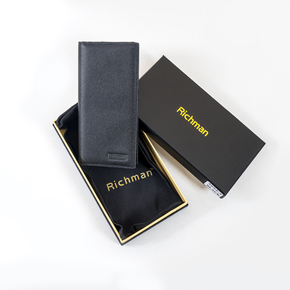 RICHMAN Premium Black Leather Long Wallet