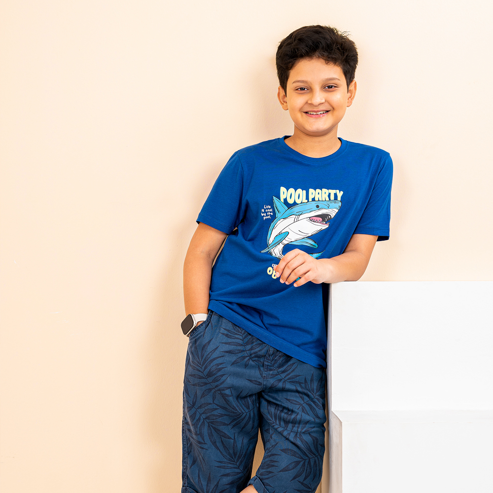 iNFINITY Boys Blue Color Round Neck T-Shirt