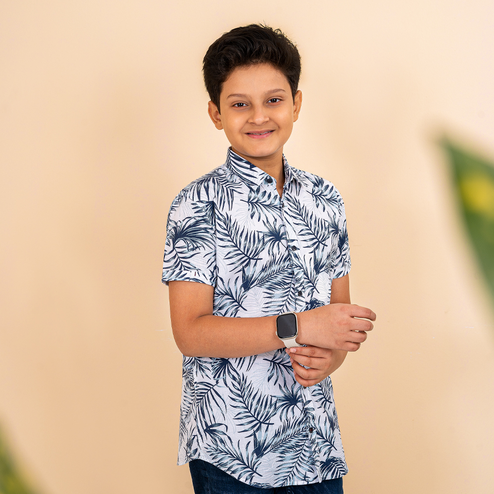 iNFINITY Boys Navy & Sky Printed Shirt