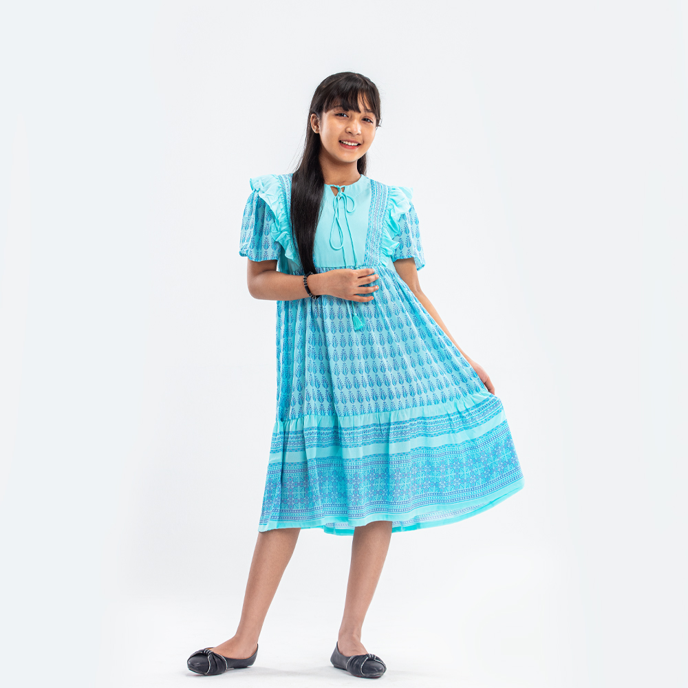 iNFINITY Girls Sky Color Printed Frock