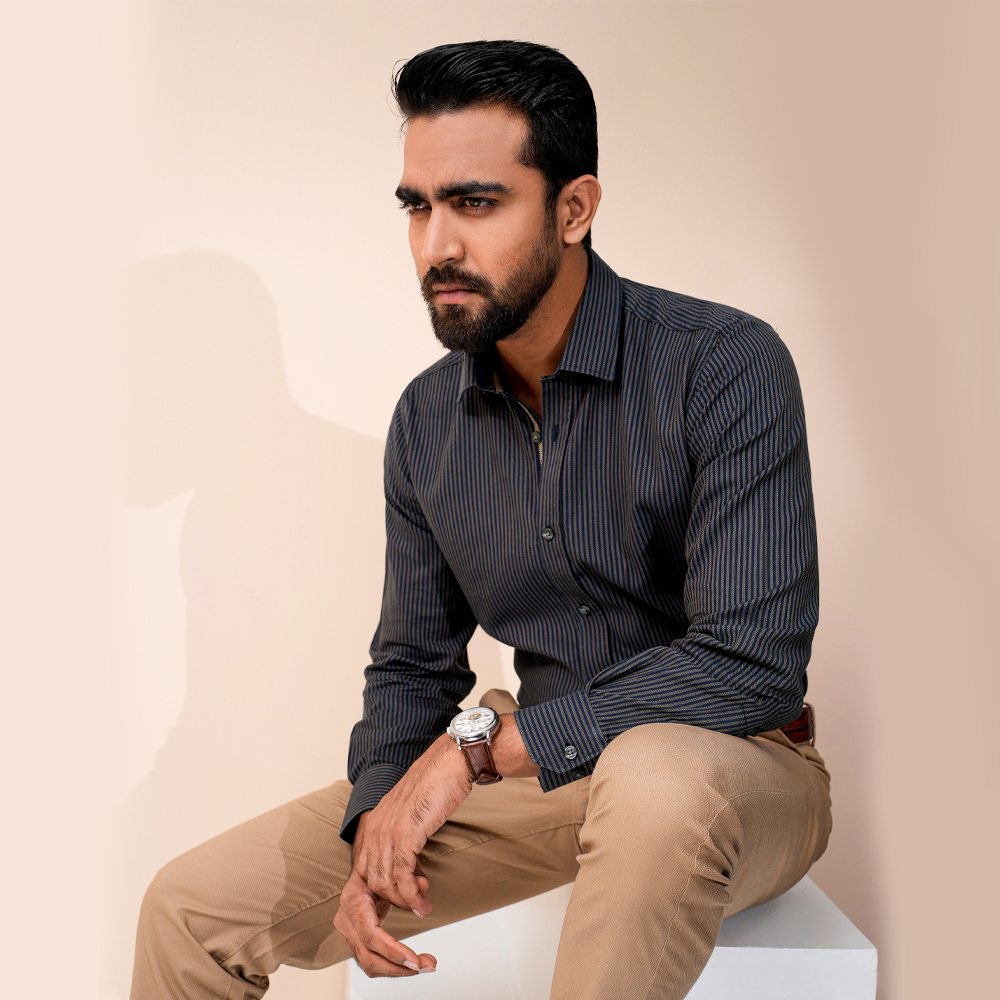 Richman Navy Striped Ultra Slim Fit Formal Shirt