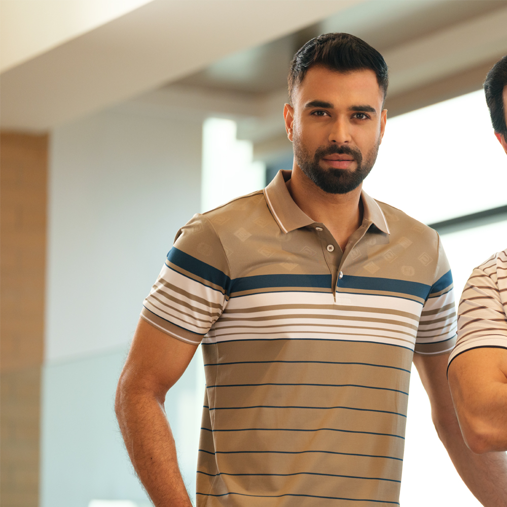 Richman Brown Striped Color Half Sleeve Polo Shirt