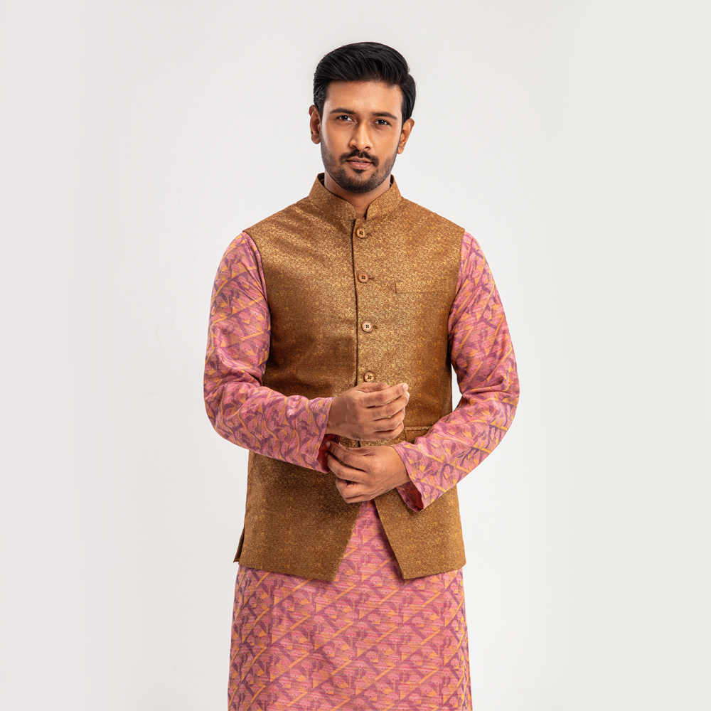 Premium Brown festive Waistcoat by LUBNAN