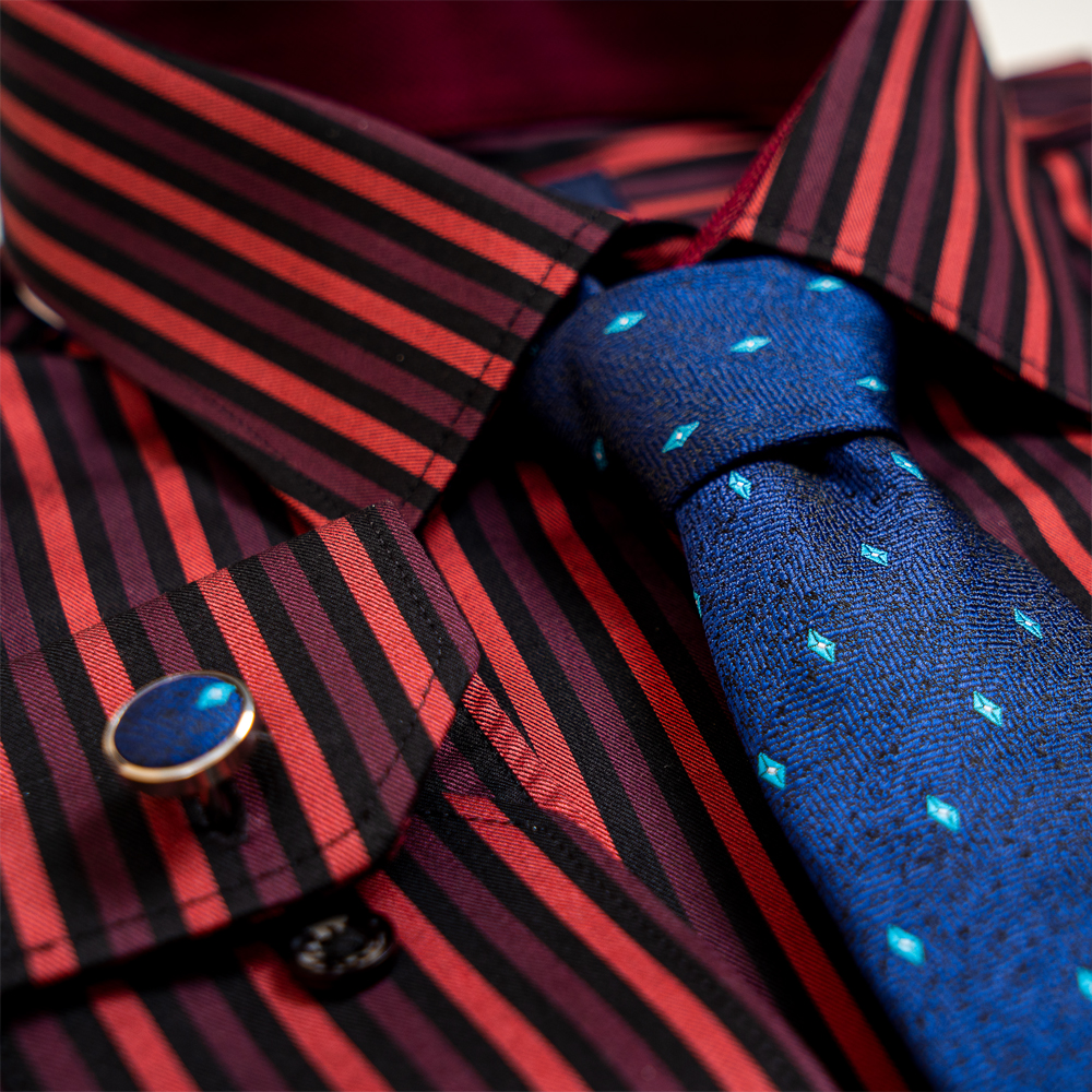 Richman Men's Maroon Stripe Full Sleeve Regular Fit Shirt