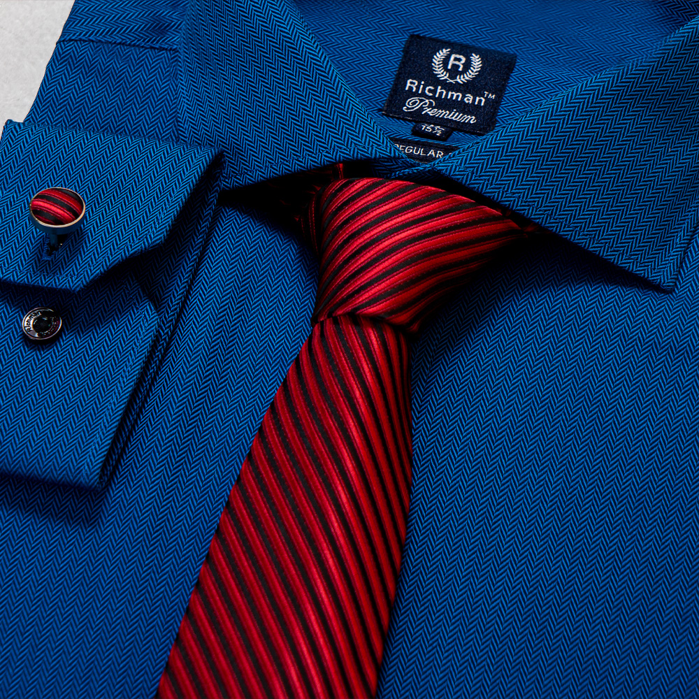 Richman Men's Navy Color Full Sleeve Cotton Regular Fit Shirt