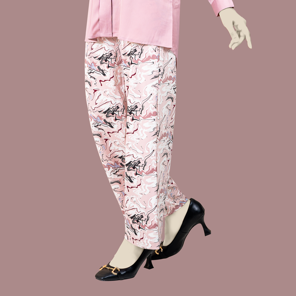 Muslin Lite Pink Printed Women’s Plazo