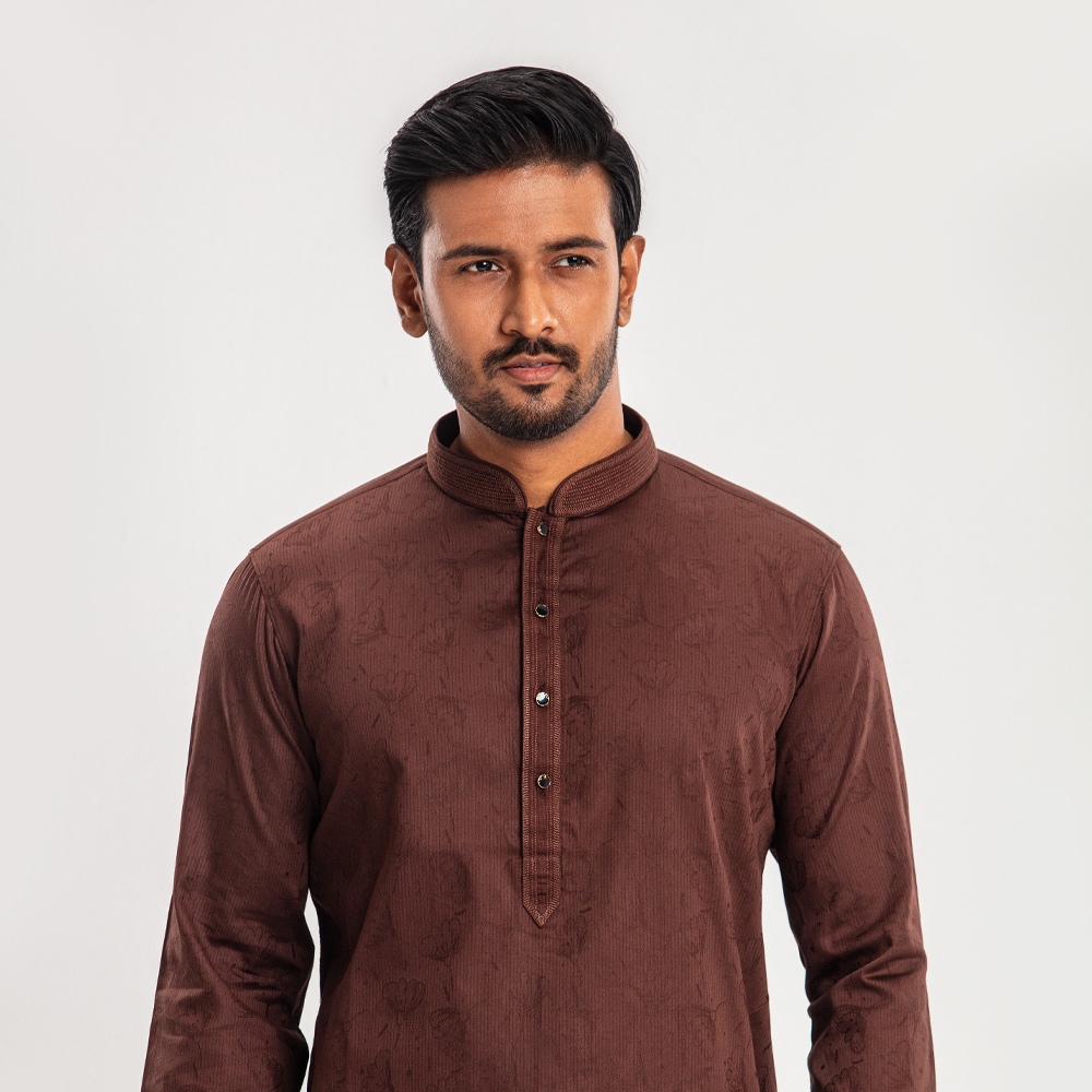 Lubnan Men's Regular Fit Coffee Color Panjabi