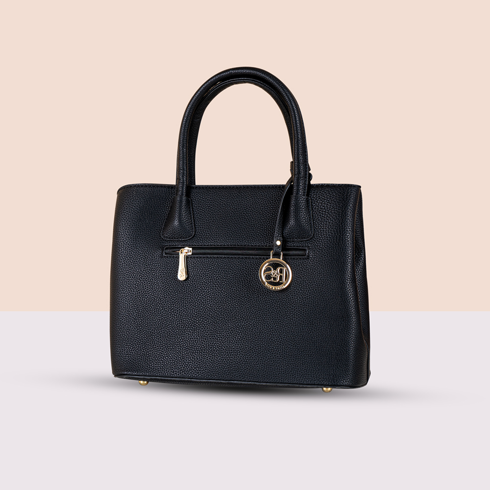 Premium Black Colour Snake Printed Contrasted Leather Bag