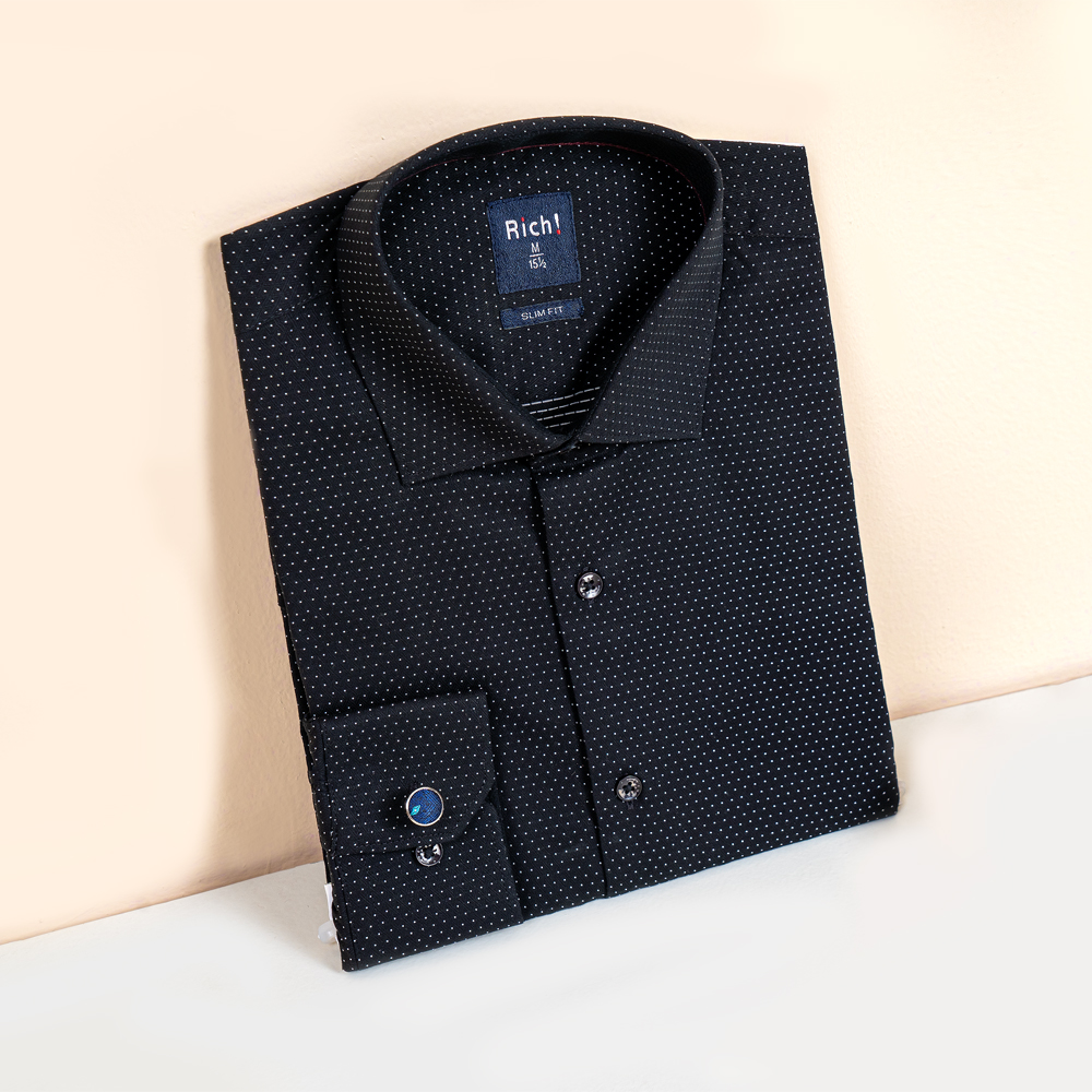 Classic Black Slim Fit shirt by RICHMAN