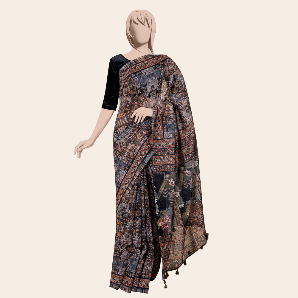 Women’s Contrasted Cotton Saree by Muslin
